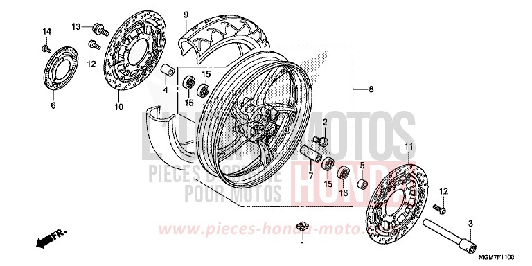 ROUE AVANT de Hornet ABS PEARL PACIFIC BLUE (PB386) de 2013